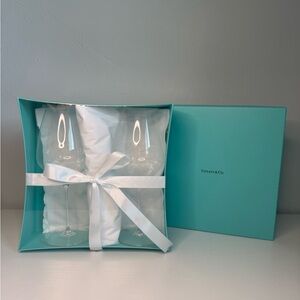 Tiffany & Co Home Essentials Crystal Wine Glasses Set of 2 Elegant Bar Drinkware
